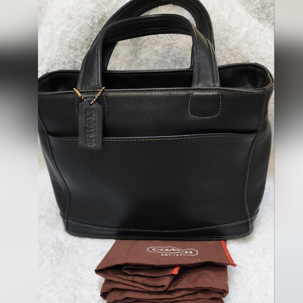 Coach Black Leather Vintage Bleeker Satchel